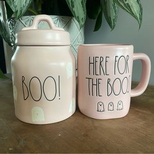 Rae Dunn PINK Boo Container and Mug